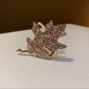 Set of 12 Gold Rhinestone Leaf Napkin Rings